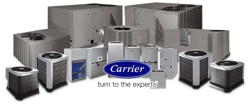Carrier HVAC systems collage—AC, heat pump, furnace—service by HVAC Master Heating & Air Conditioning LLC