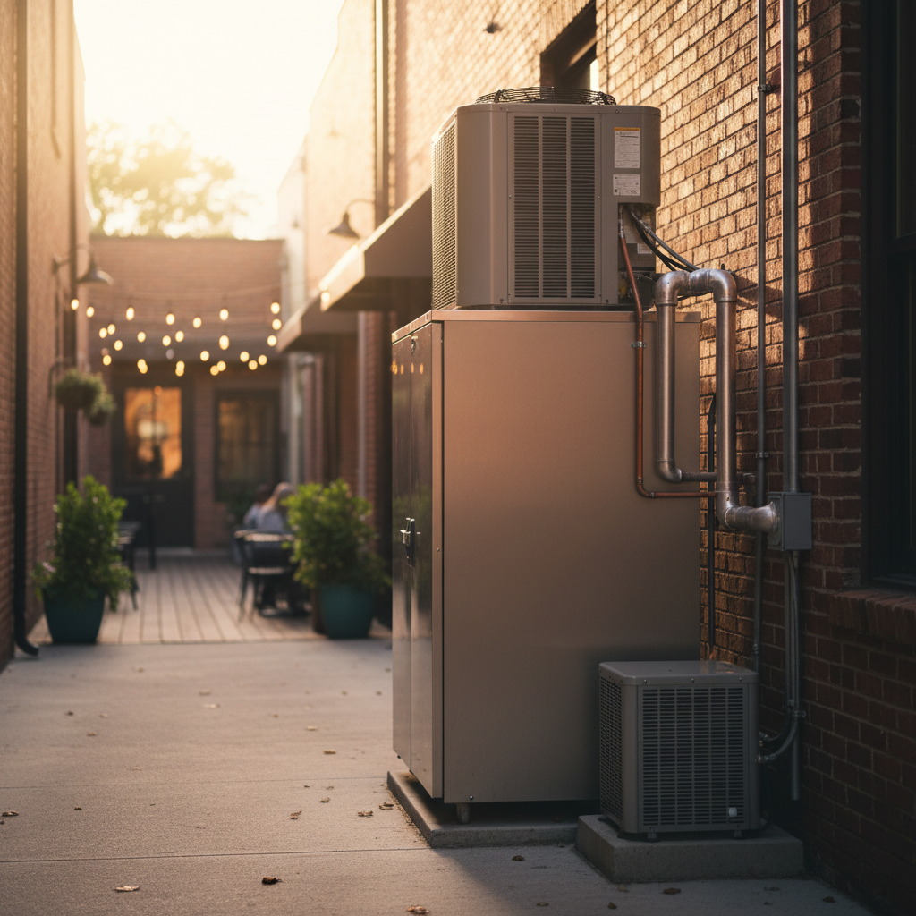 Commercial refrigeration unit in an alleyway setting, ready for service in Springfield, MO.